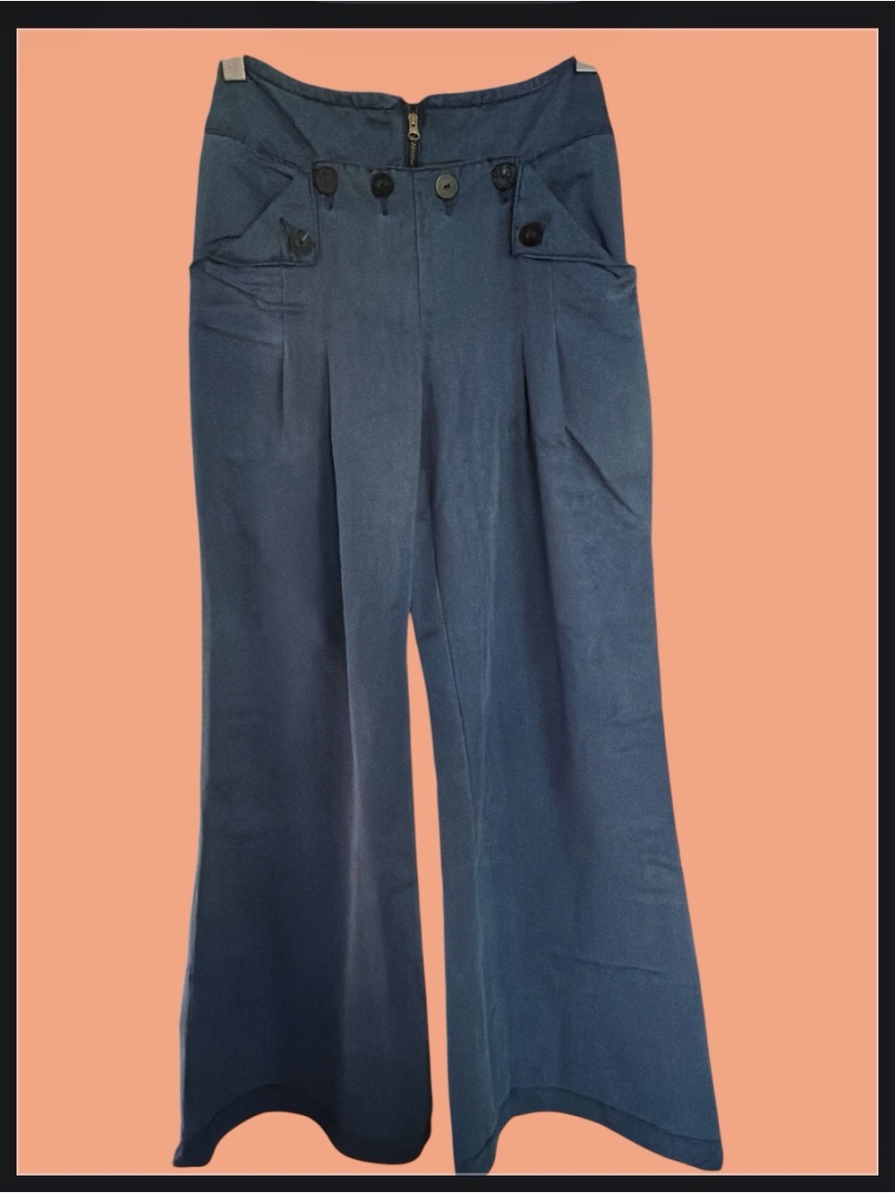 NWOT ANTHROPOLOGIE ELEVENSES High-Waist Wide Leg Blue Trousers
